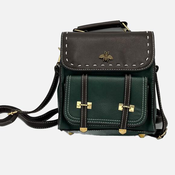 Bumblebee Faux Leather Handbag or Backpack in Green - Picture 1 of 5